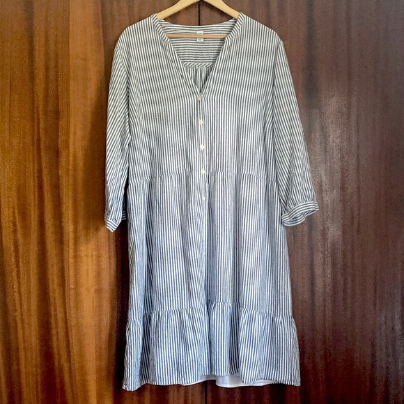 Striped Boho Cotton/Linen Summer Dress Old Navy - Picture 1 of 7